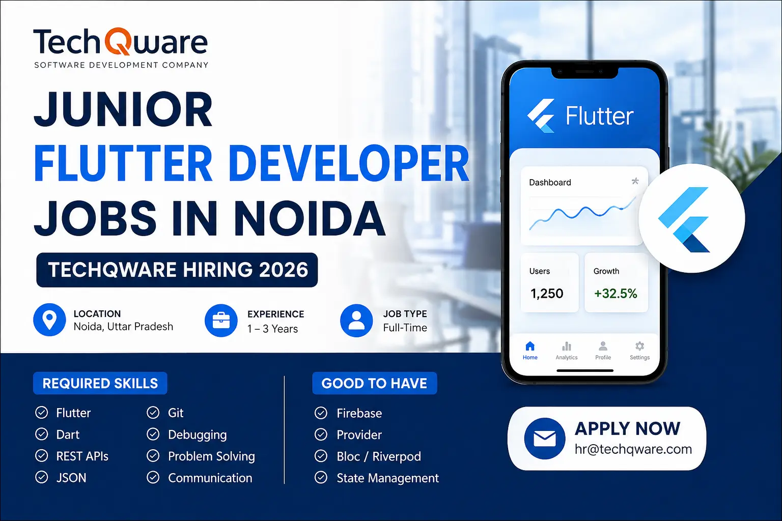 Junior Flutter Developer Jobs in Noida for Freshers